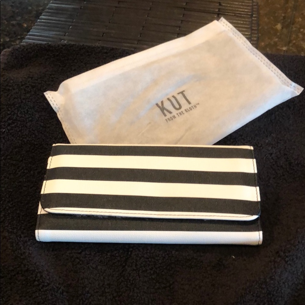 Brand new black and white striped wallet
